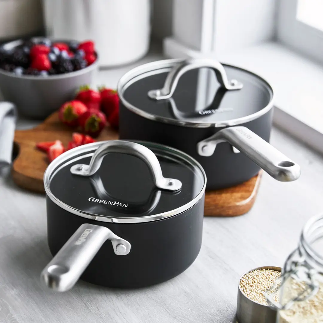GreenPan Omega Inductie Steelpannenset 2-delig - 16/18cm - Zwart