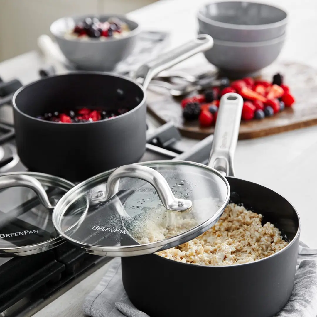 GreenPan Omega Inductie Steelpannenset 2-delig - 16/18cm - Zwart