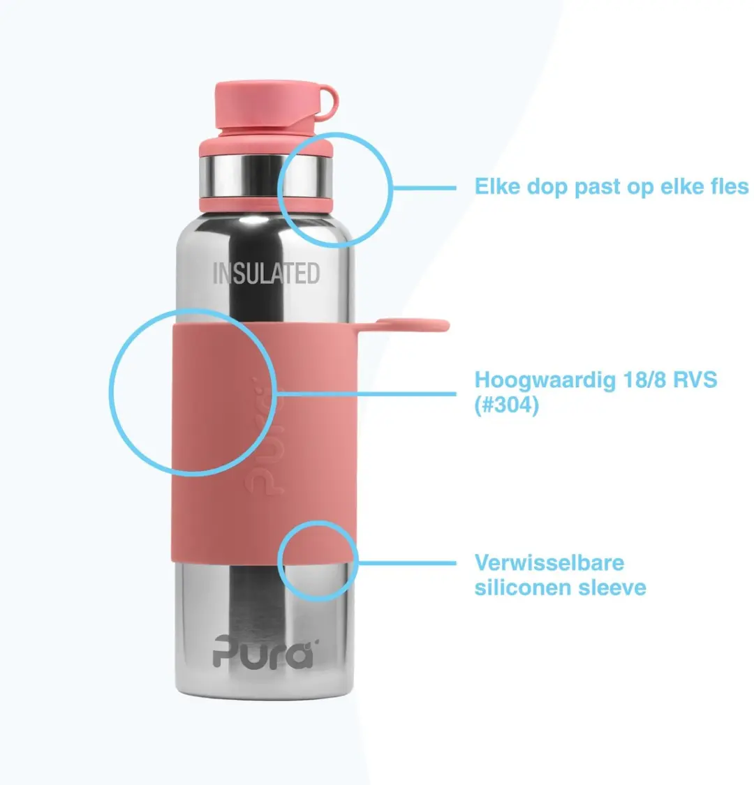 Pura Thermos Sportfles PU-I22C1-BMR 650ml - Rose - afbeelding 6 van 6