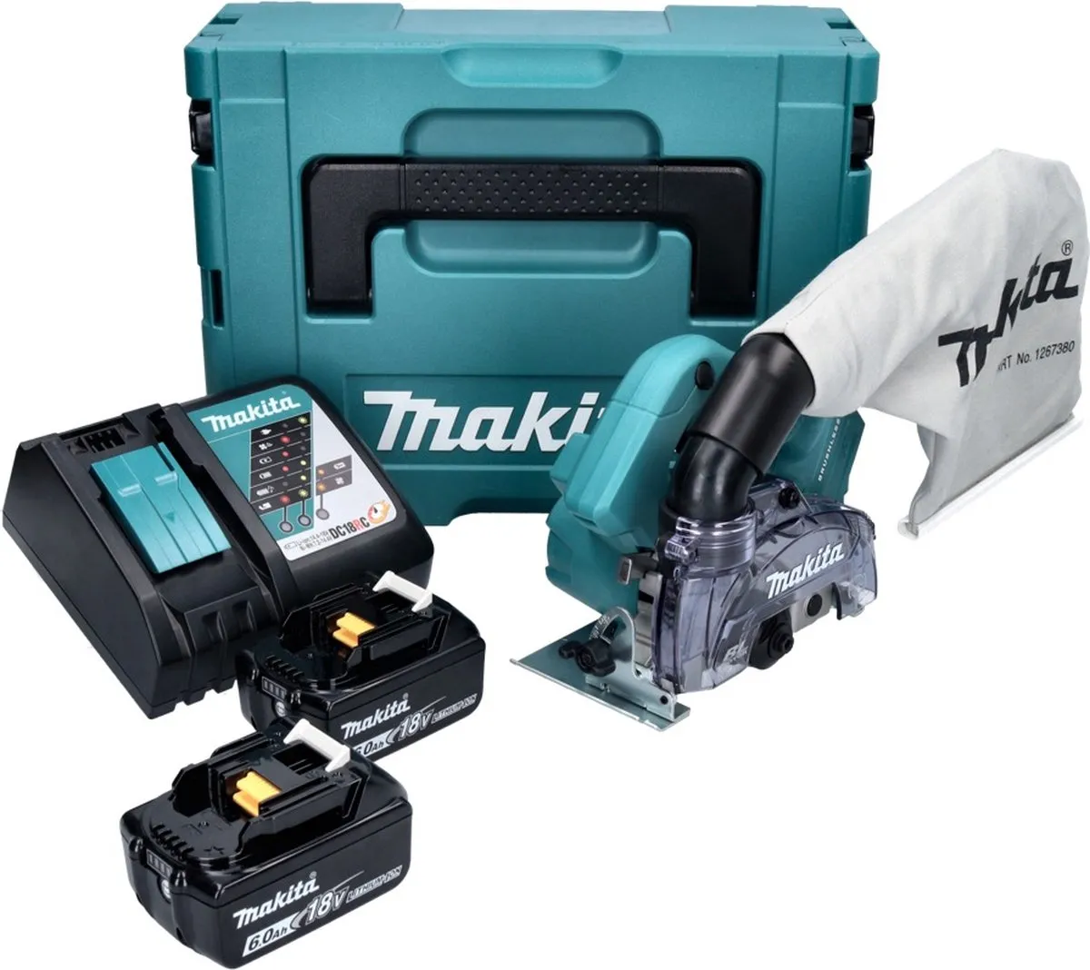 Makita DCC 500 RGJ Diamantzaag 125mm - 18V - 2x 6,0Ah + Oplader