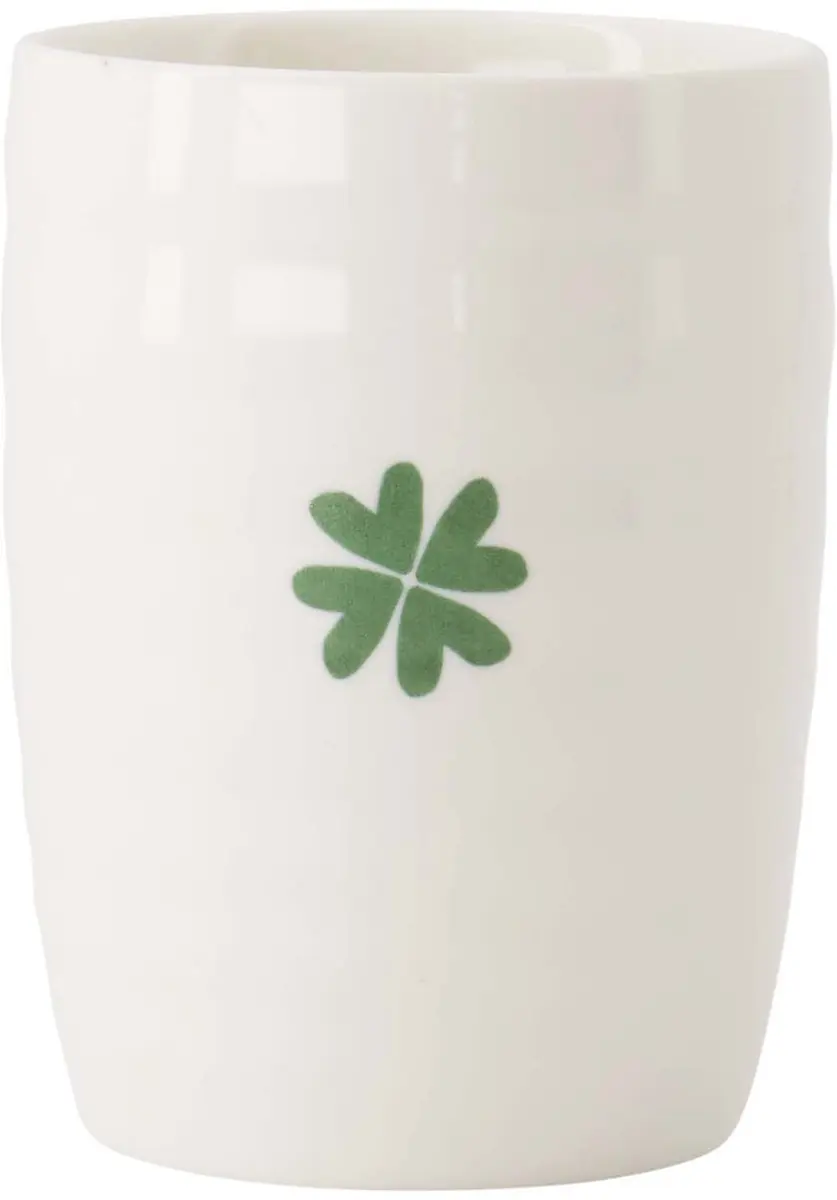 Zusss Koffiemok Klavertje - Wit/Groen - 1 Stuk