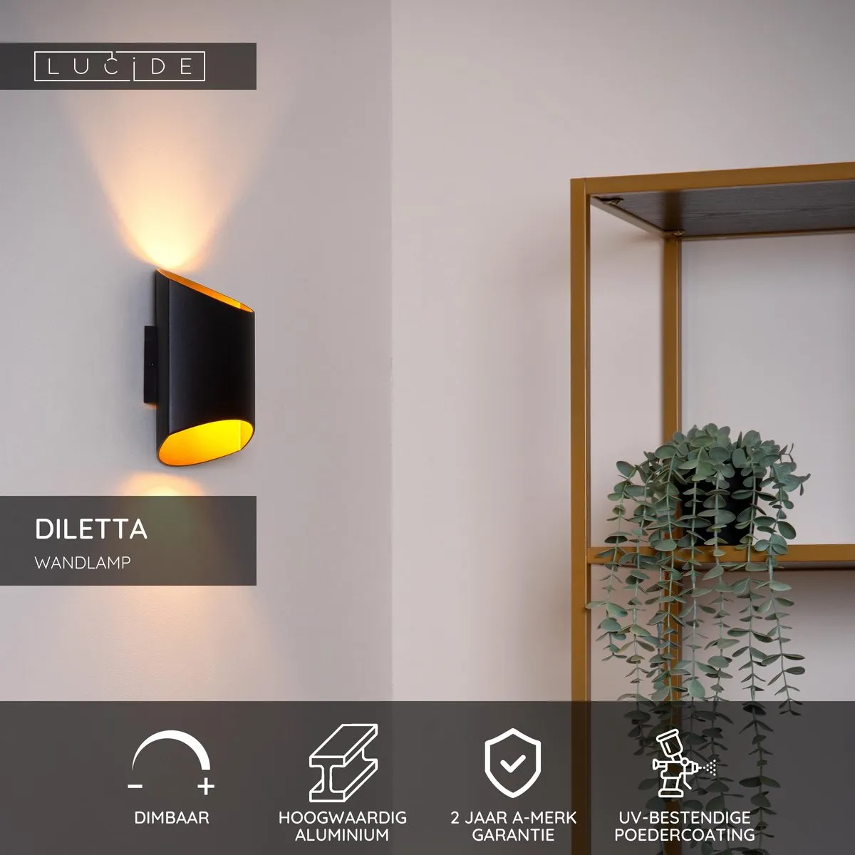Lucide Diletta Wandlamp G9 - 40W - Zwart
