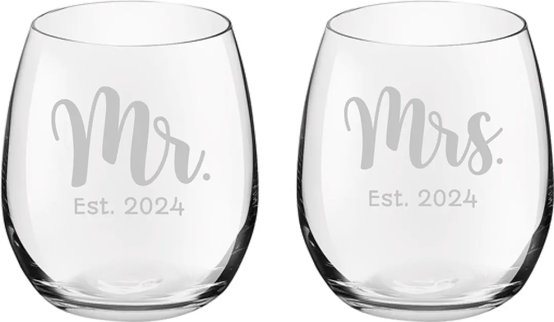Royal Leerdam Mr. & Mrs. Est. 2024 Gegraveerde Drinkglazen 39cl