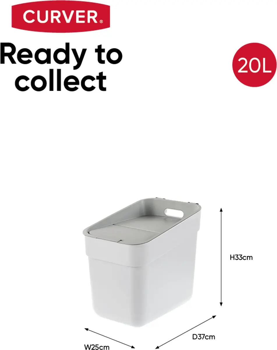 Curver Ready to Collect Prullenbak 20L - Wit