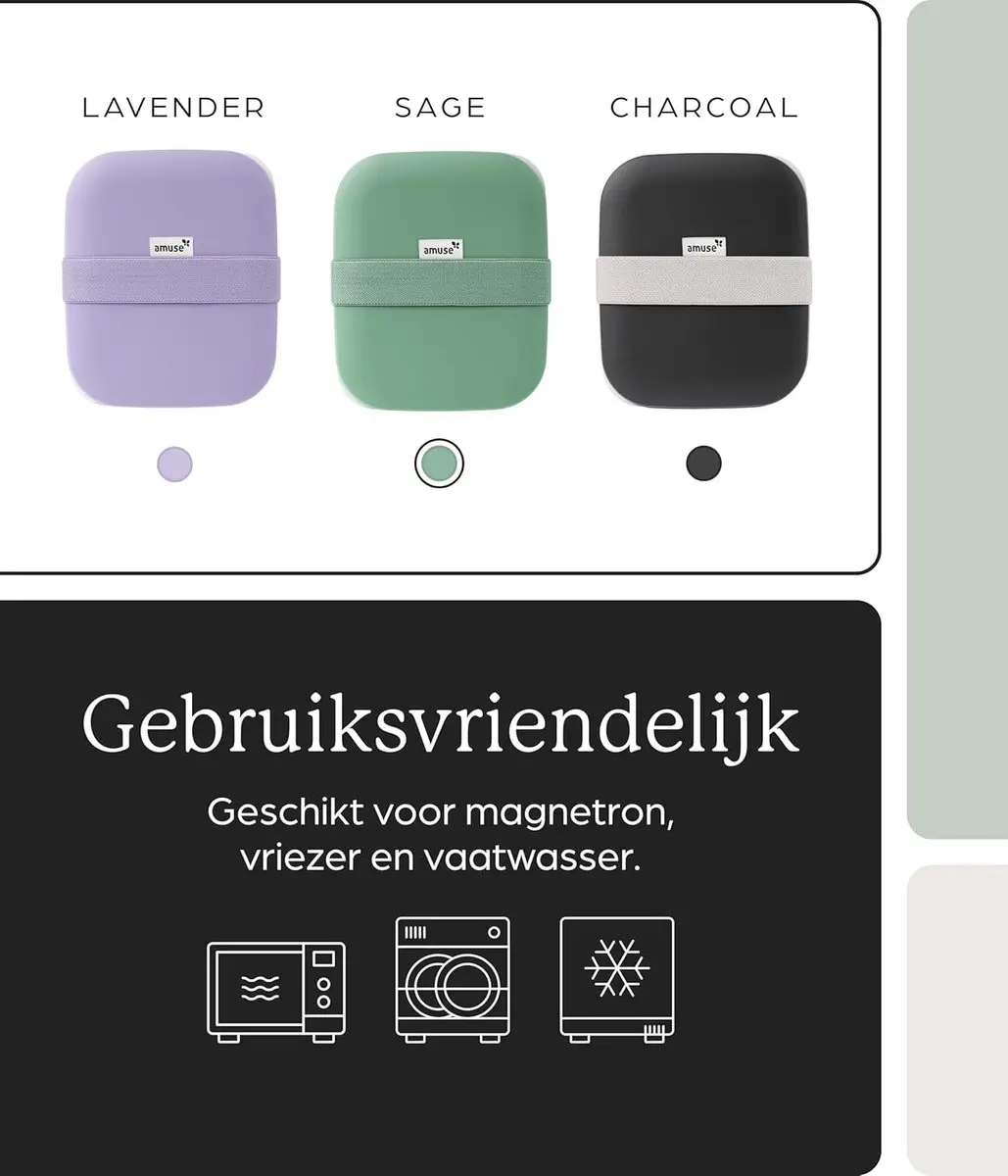 Amuse Bento Lunchbox 3-in-1 Sage - 1,5L - 3 Vakken