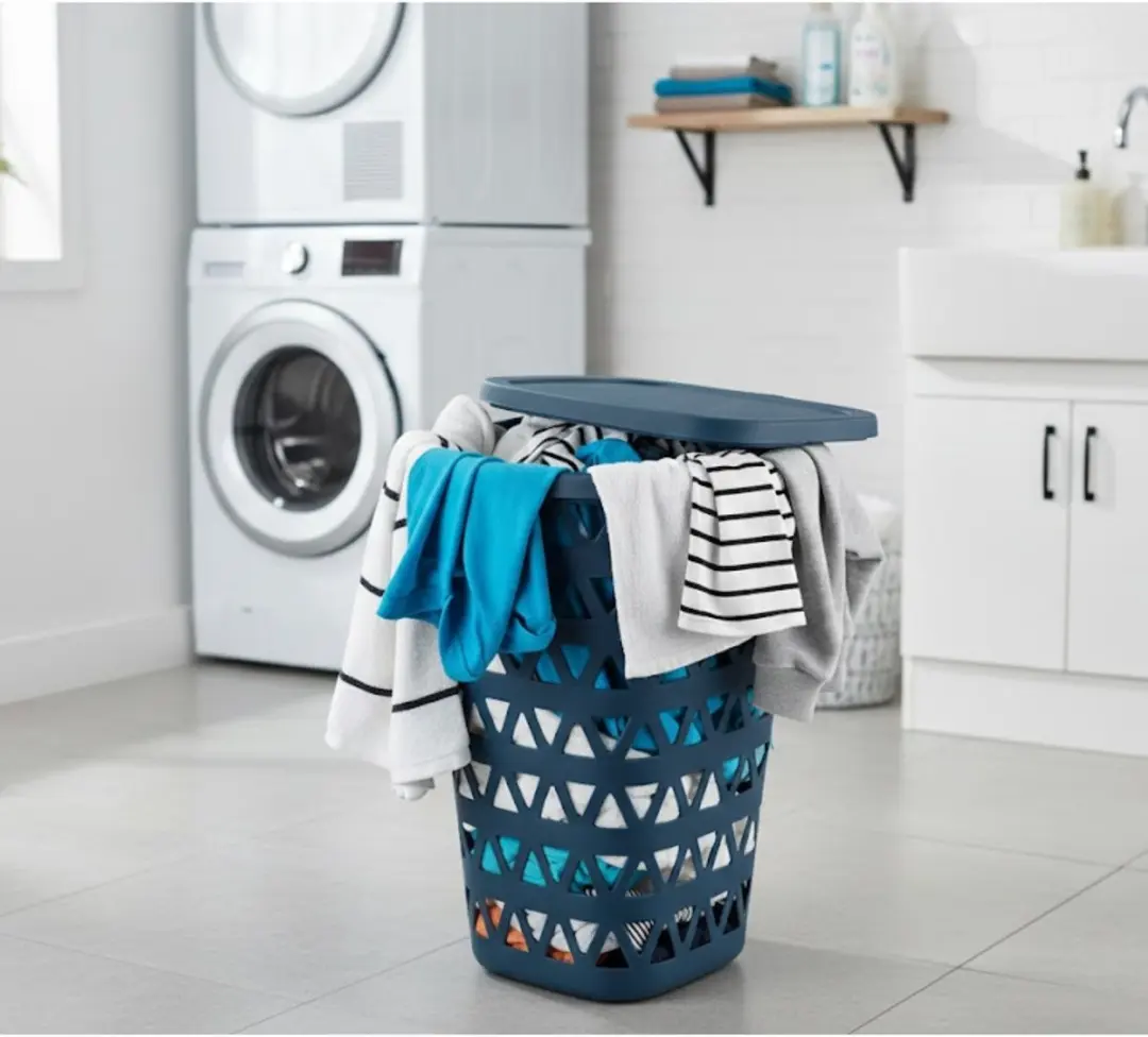 Curver Wasmand met deksel 2x - 55L - Blauw - afbeelding 6 van 6