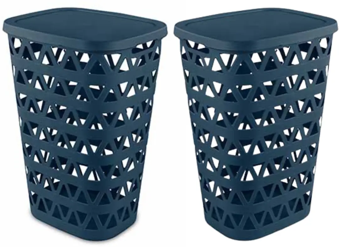 Curver Wasmand met deksel 2x - 55L - Blauw