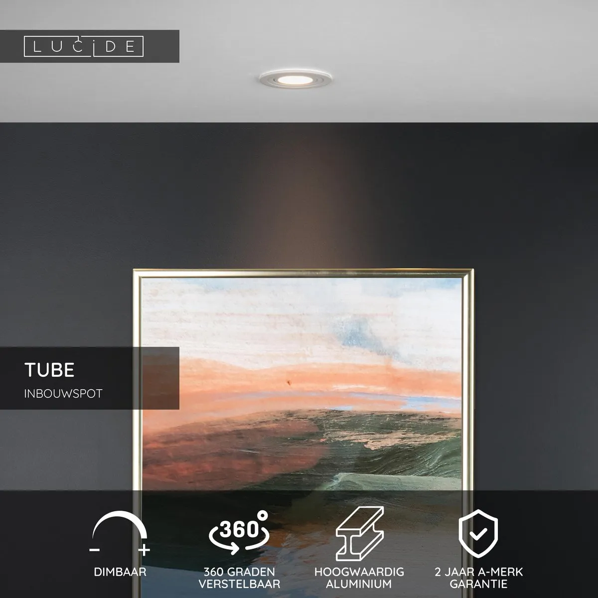 Lucide TUBE Inbouwspot Ø9,2cm GU10 - Wit