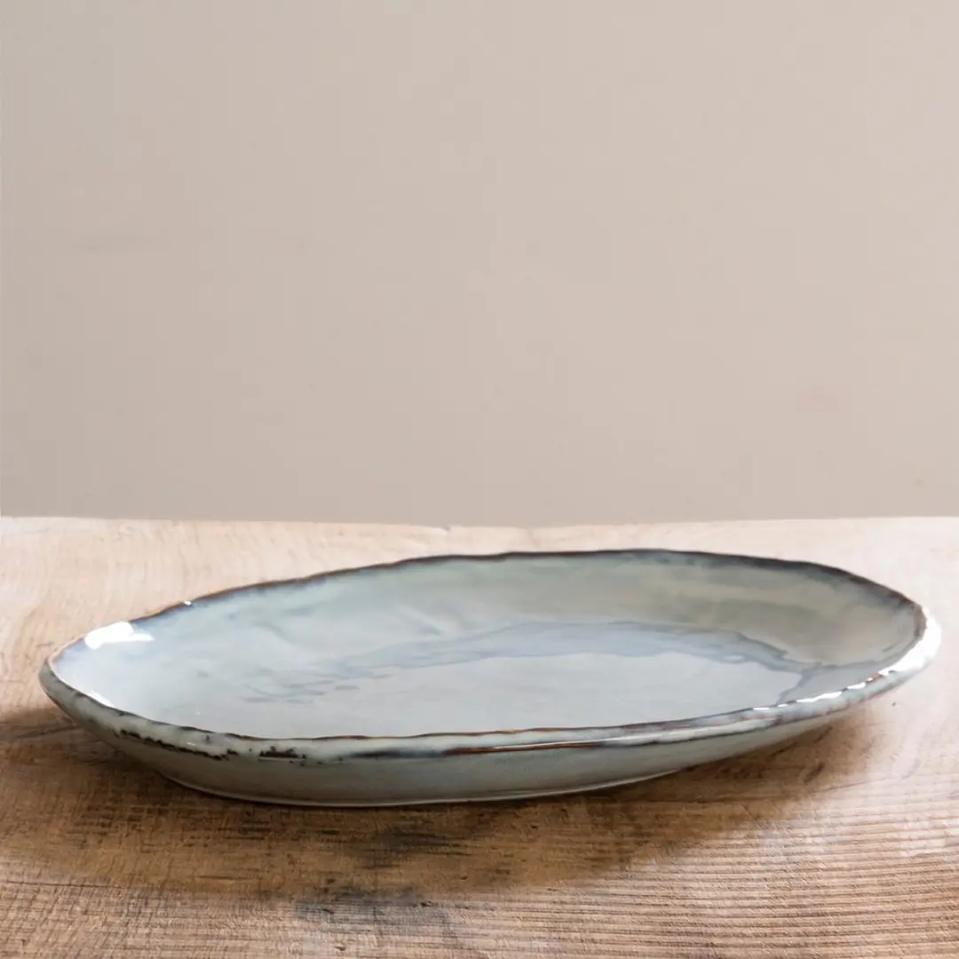 Dutch Rose Organic Ovale Serveerschaal 40x28cm - Blauw