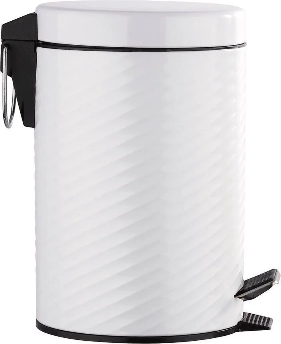 Wenko Pedaalemmer Spiro 3L - 22x26cm RVS - Wit