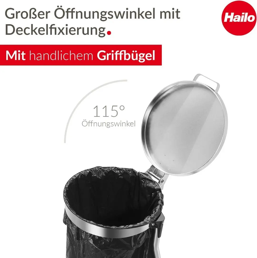 Hailo ProfiLine MSS Design XXXL Afvalzakhouder 120L - Staal - afbeelding 6 van 6