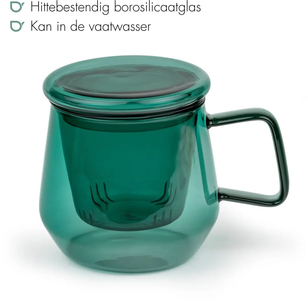 Bredemeijer Livorno Theeglas met filter 290ml - Jade Groen