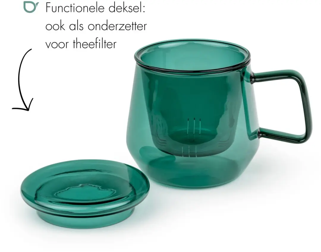 Bredemeijer Livorno Theeglas met filter 290ml - Jade Groen