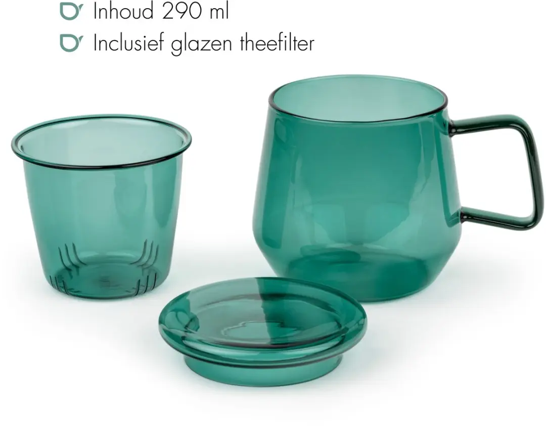 Bredemeijer Livorno Theeglas met filter 290ml - Jade Groen