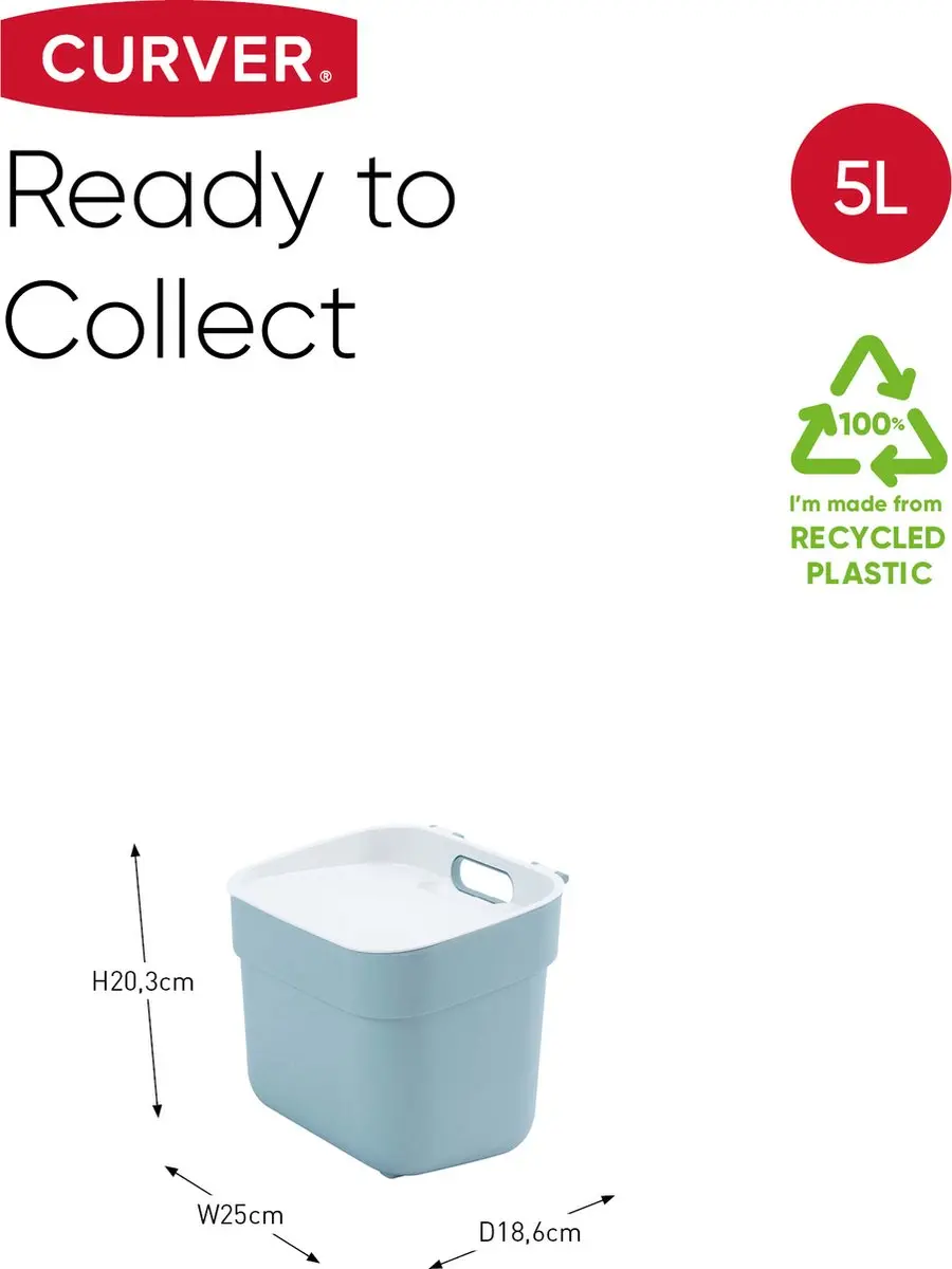 Curver Ready to Collect Prullenbak 5L - Blauw/Lichtgrijs