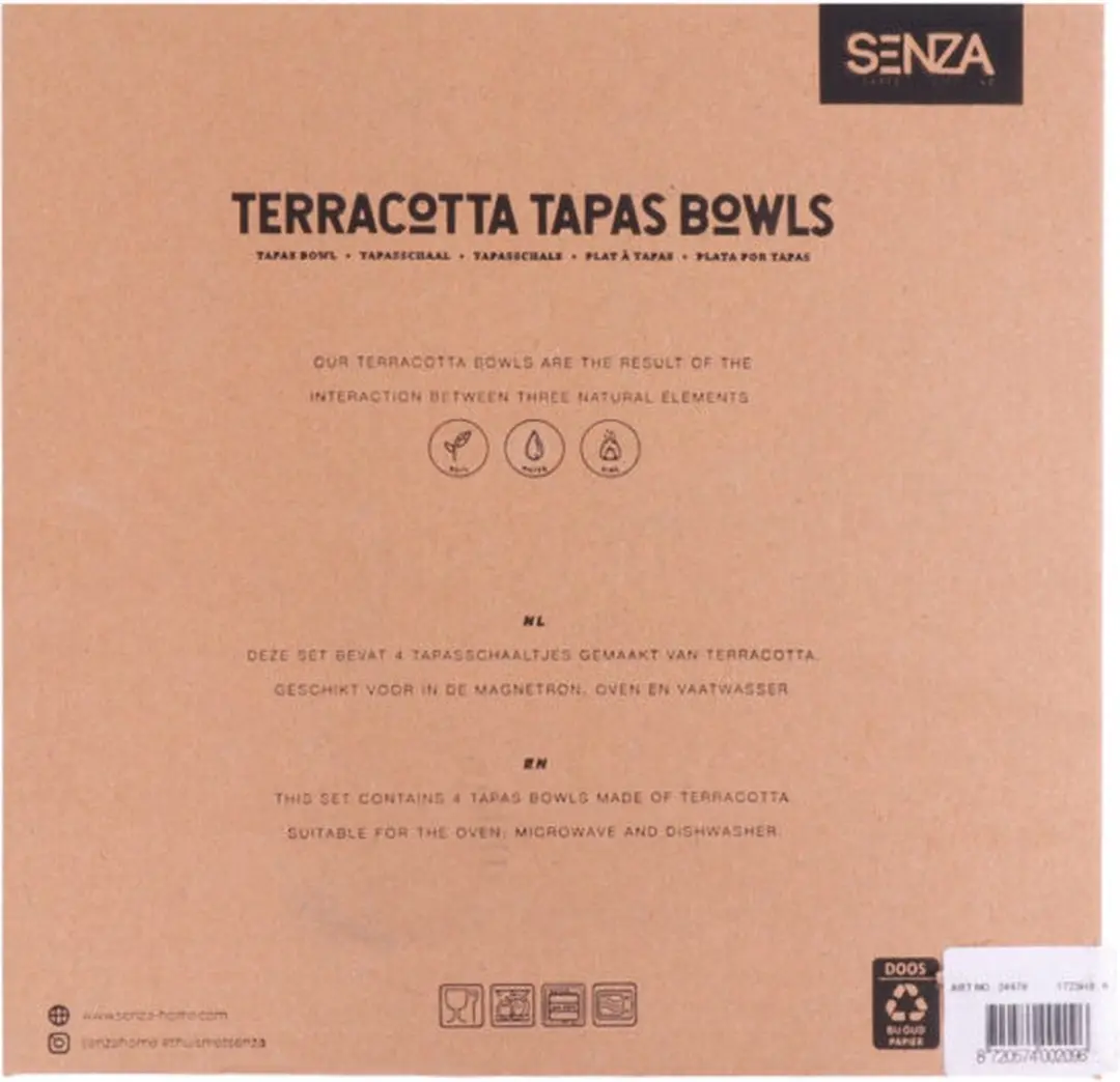 Senza Terracotta Triangel Schaaltjes 24878 - 4 Stuks - Grijs