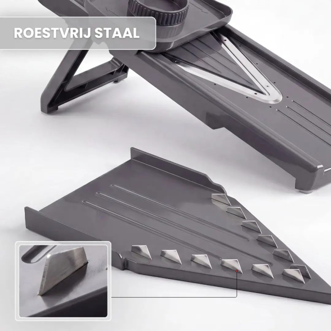 Metaltex V-Mandoline 194579 Groentesnijder - 5 Messen - Julienne/Friet - afbeelding 6 van 6