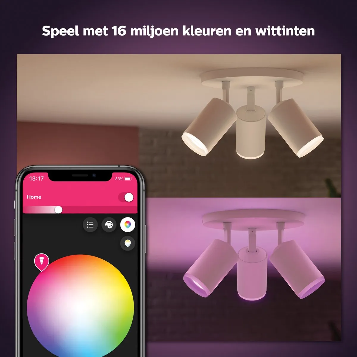 Philips Hue Fugato Opbouwspot 3-spots RGBW - Wit