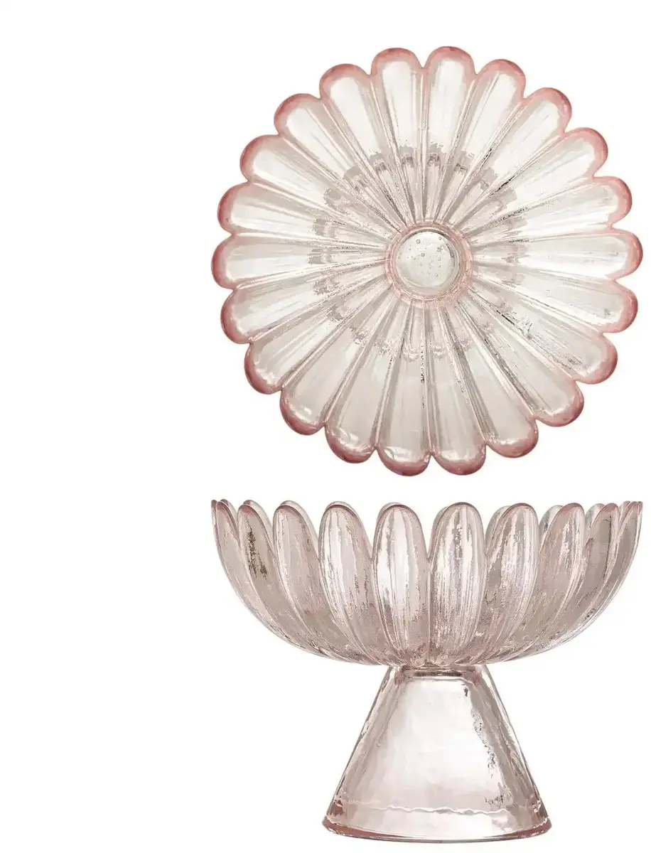Bloomingville Schaal glas roze Nalu 13cm