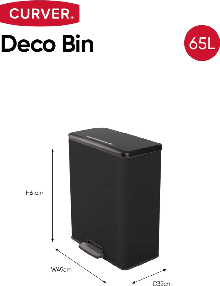 Curver Decobin Prullenbak 65L - Zwart