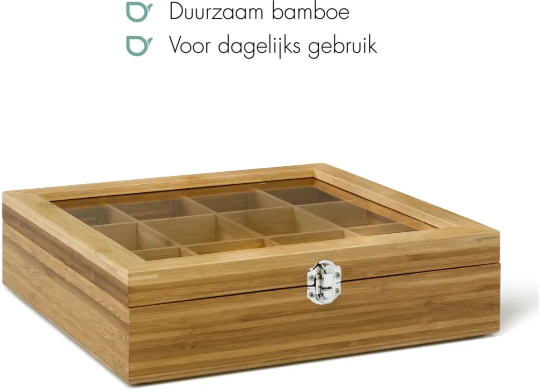 Bredemeijer Theedoos 12 Vaks Venster Bamboe