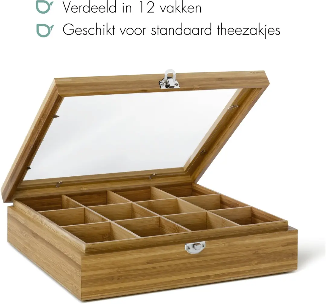 Bredemeijer Theedoos 12 Vaks Venster Bamboe