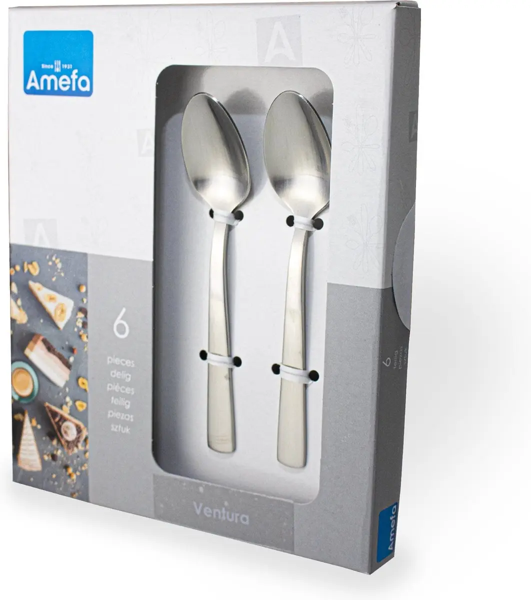 Amefa Ventura Koffielepels 6 Stuks - Zilver - afbeelding 6 van 6