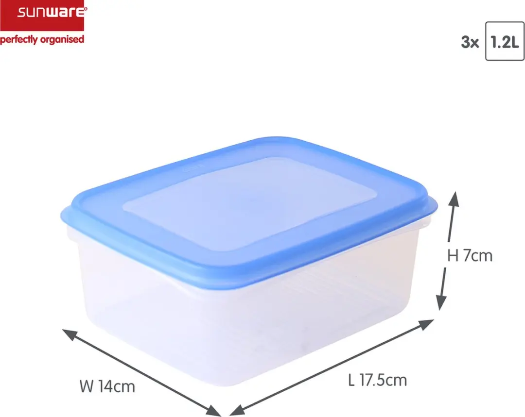 Sunware Club Cuisine Diepvriesbakjes 1.2L - Blauw - 15 Stuks