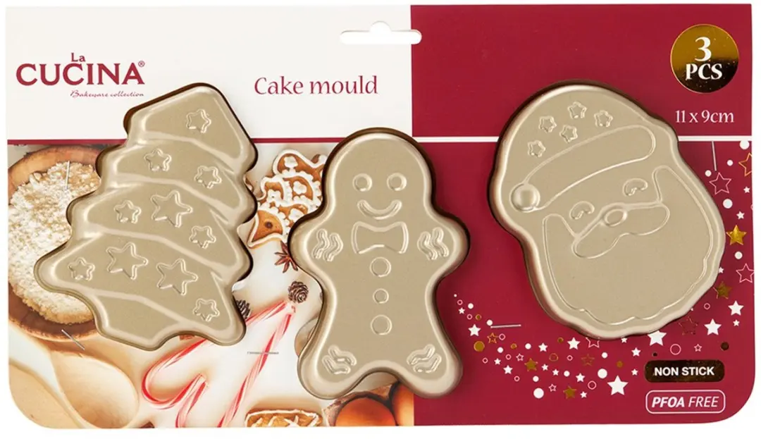 La Cucina Kerstbakvorm Set 3-delig - Goud