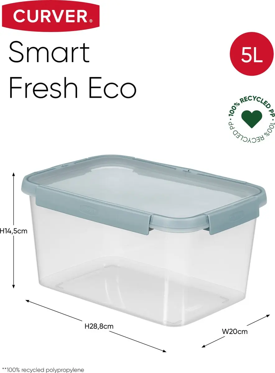 Curver Smart Fresh Eco Vershoudbak 5L - Smokey Grey/Transparant