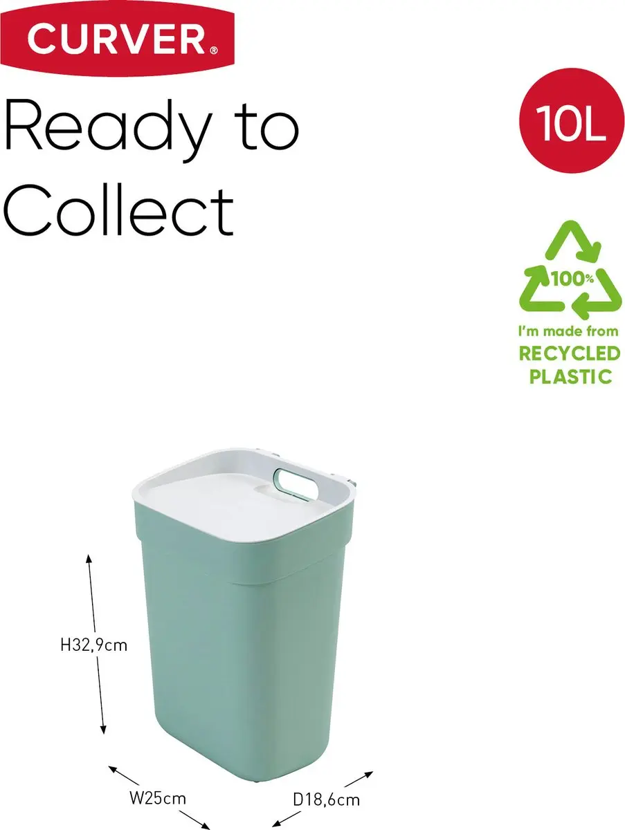 Curver Ready To Collect Prullenbak 10L - Groen/Grijs