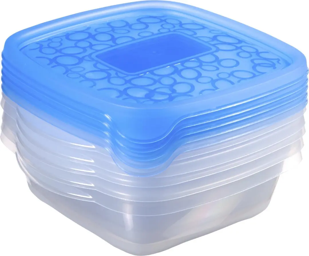 Curver Take Away 2 Vershoudbakjes 0,6L - 5 Stuks - Transparant/Blauw