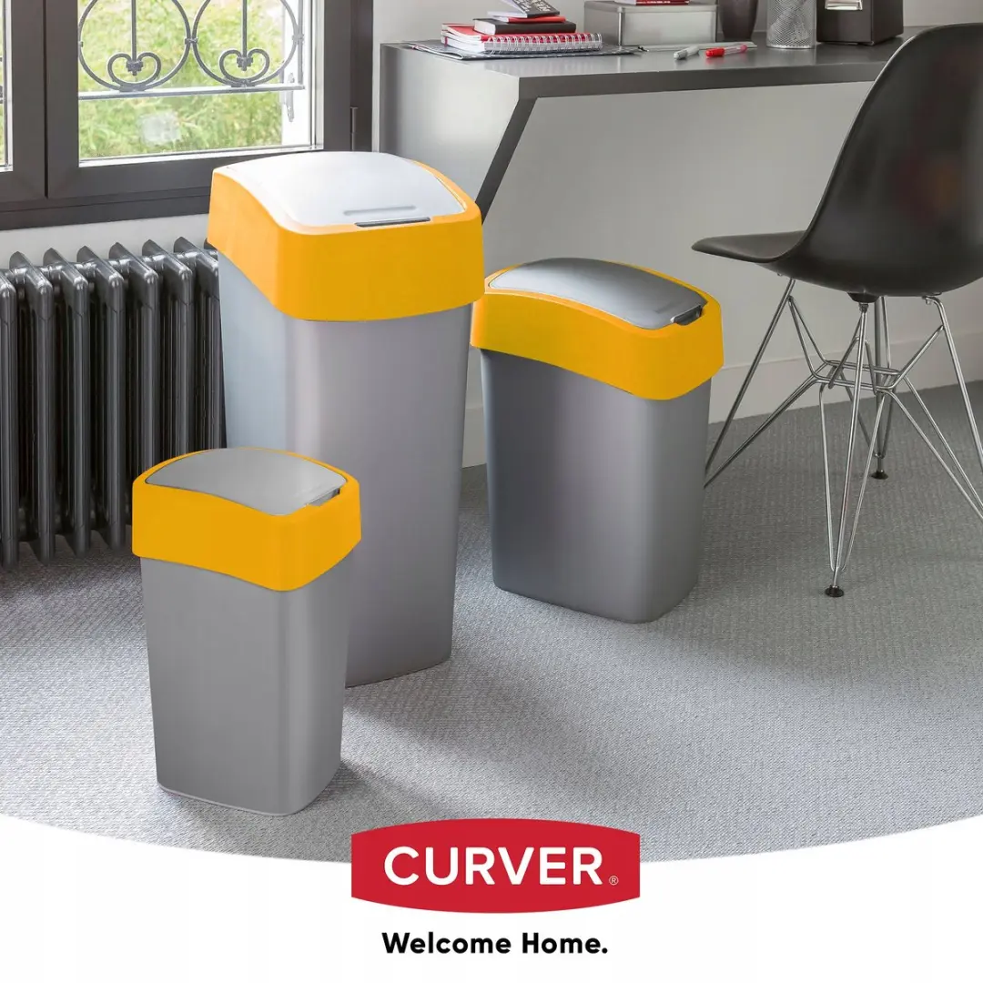 Curver Prullenbak Flip Bin 25L - Grijs met oranje frame
