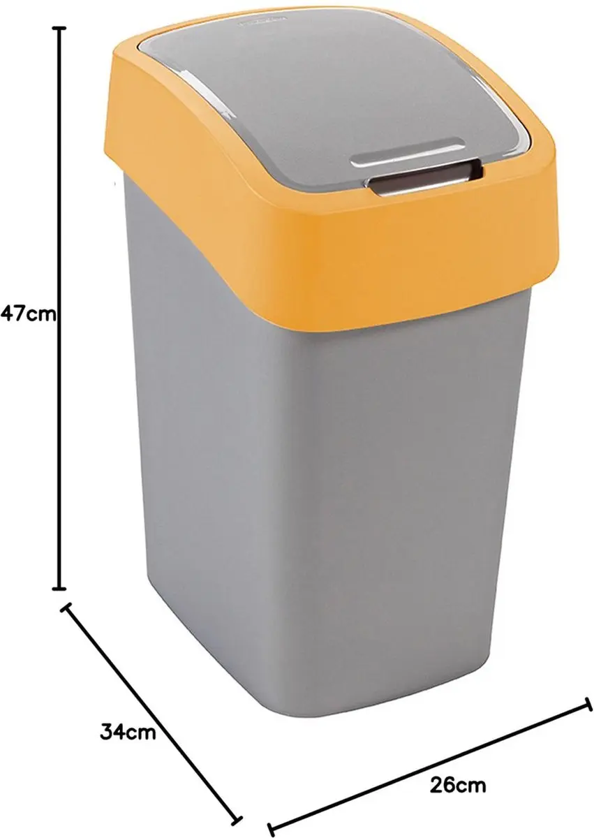 Curver Prullenbak Flip Bin 25L - Grijs met oranje frame