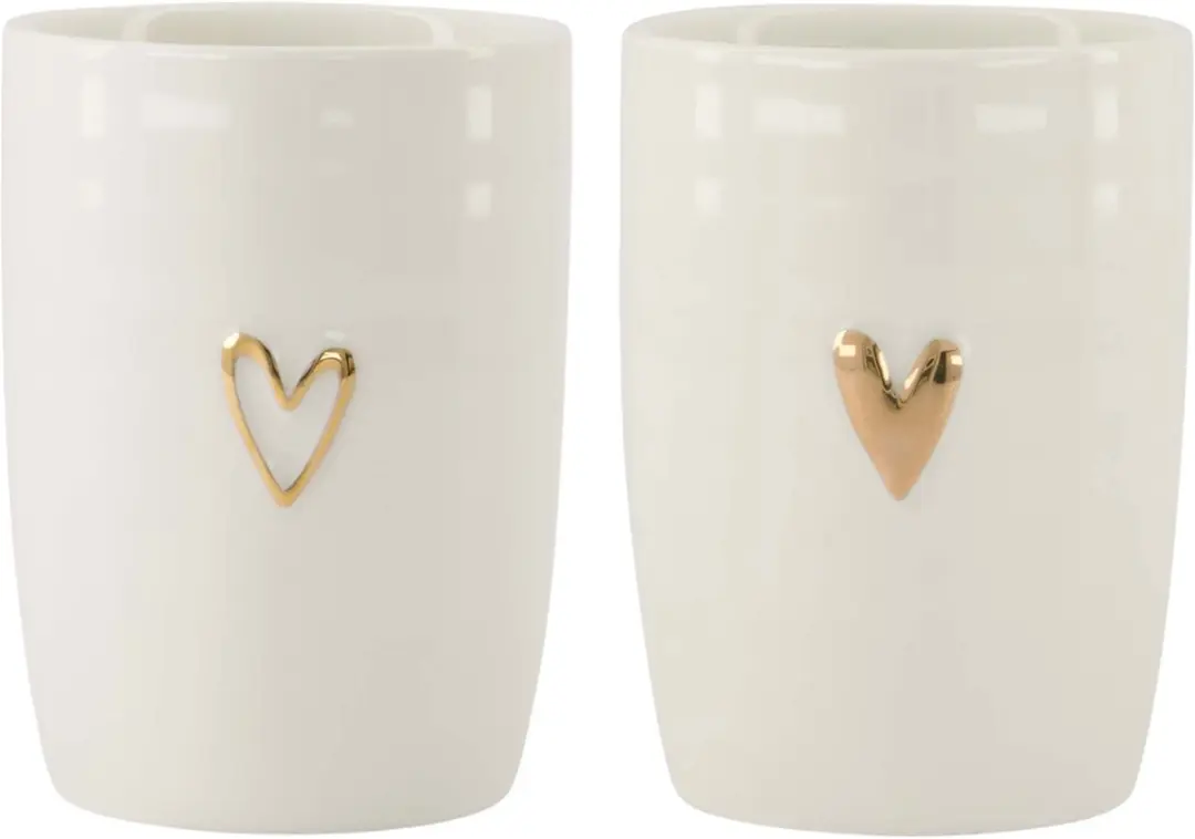 Zusss Cadeauset 2 Koffiemokken - Wit/Goud