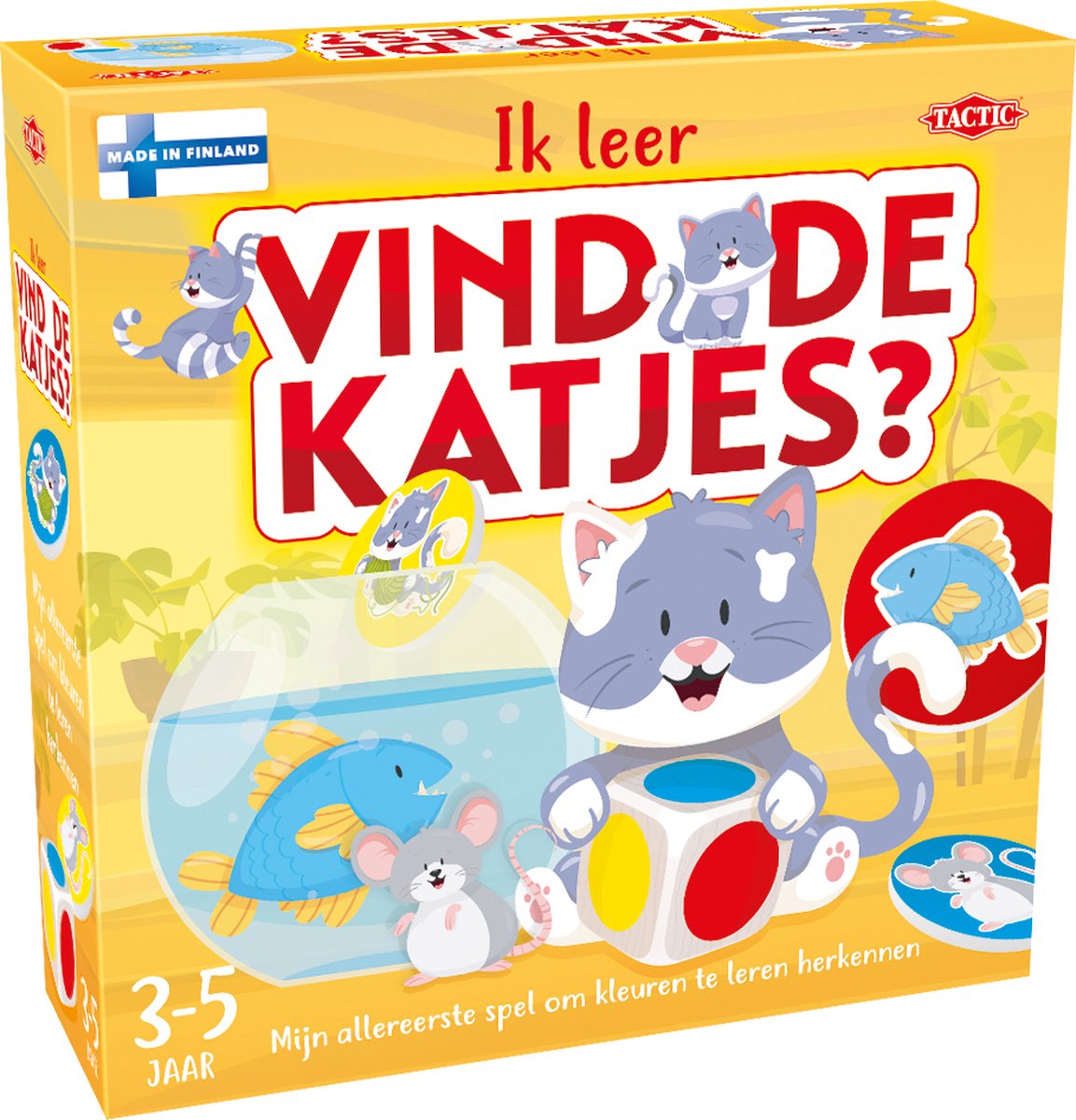 Tactic Ik Leer: Vind de Katjes – Bordspel – Educatief – Zoek en Vind Spel met Katjes – 2 tot 4 Spelers – Vanaf 3 Jaar