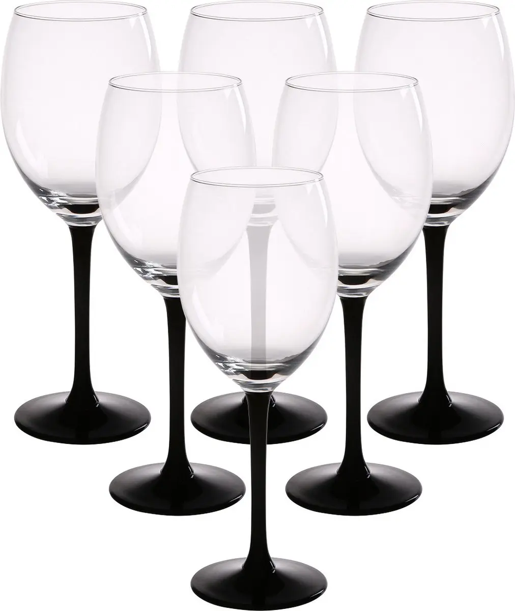 Royal Leerdam Onyx Wijnglas Set 330ml - 6 Stuks - Transparant/Zwart