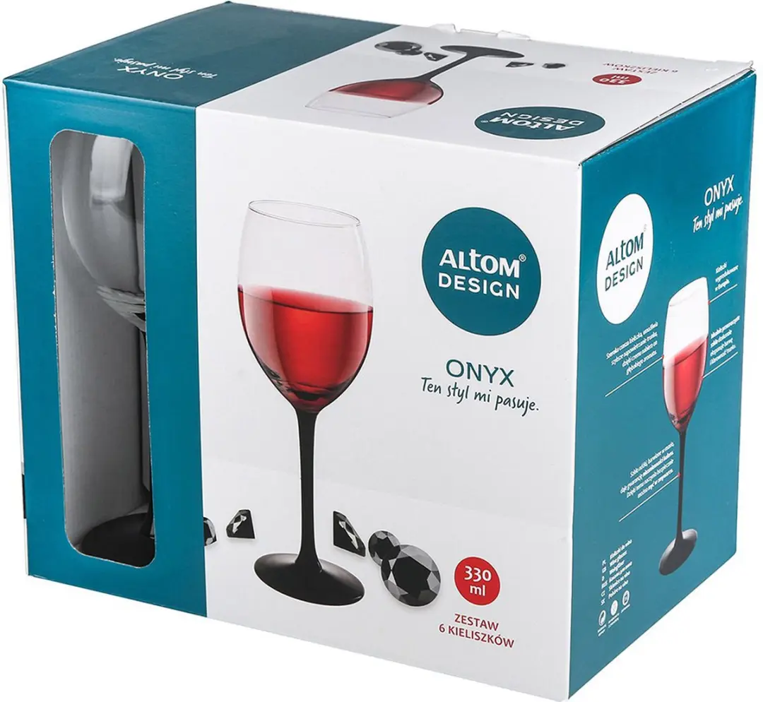 Royal Leerdam Onyx Wijnglas Set 330ml - 6 Stuks - Transparant/Zwart