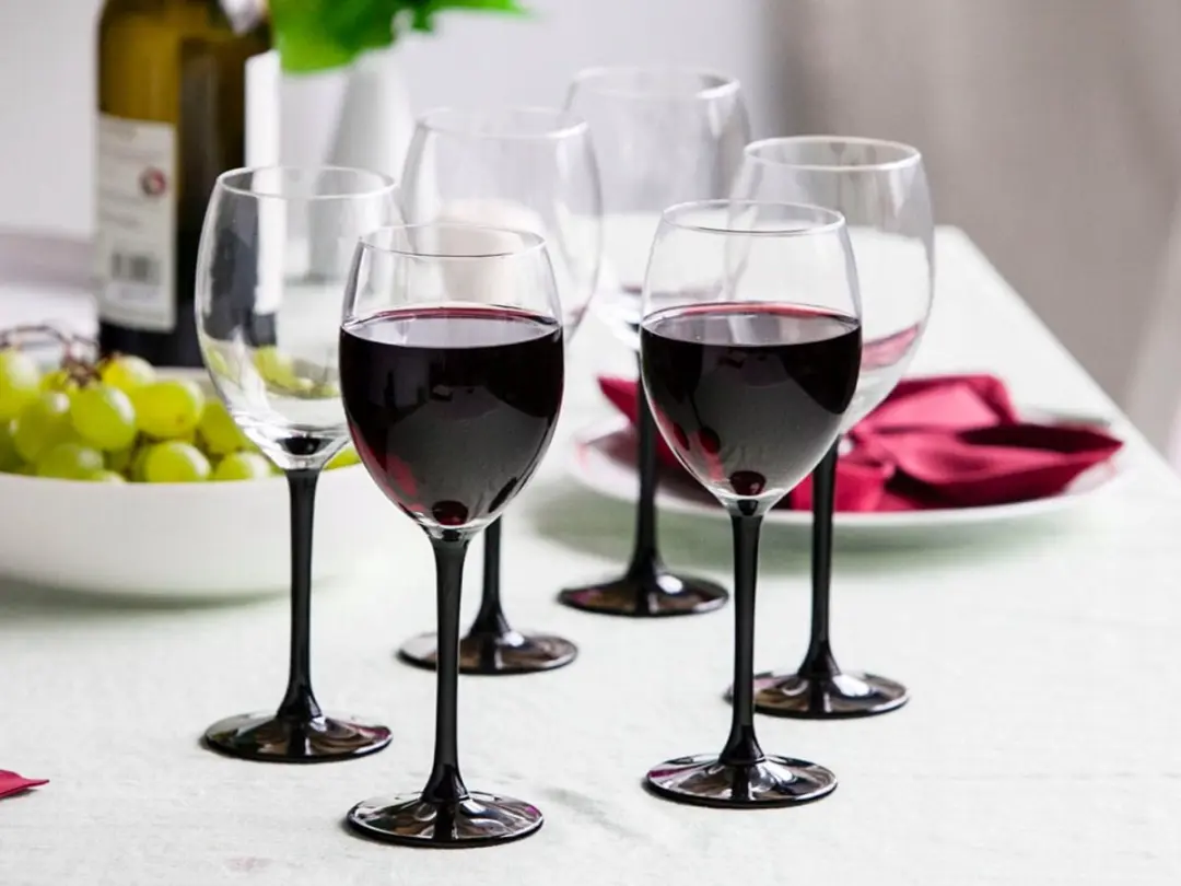 Royal Leerdam Onyx Wijnglas Set 330ml - 6 Stuks - Transparant/Zwart