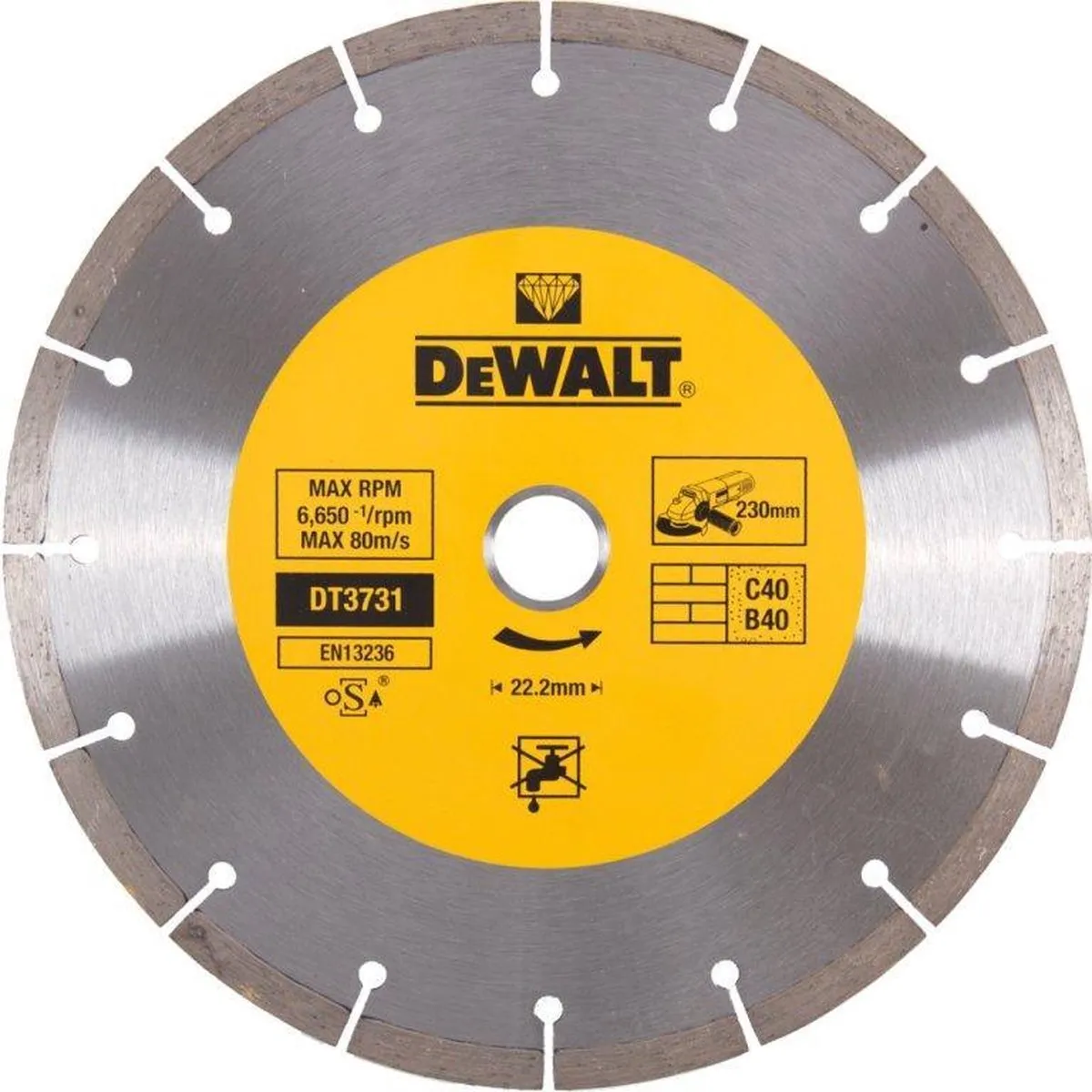 DeWalt DT3731 Diamantblad Droogzagen Beton 230x22,2mm