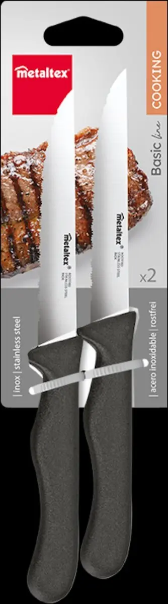 Metaltex Steakmessen Set 12 Stuks - Roestvrijstaal Zwart
