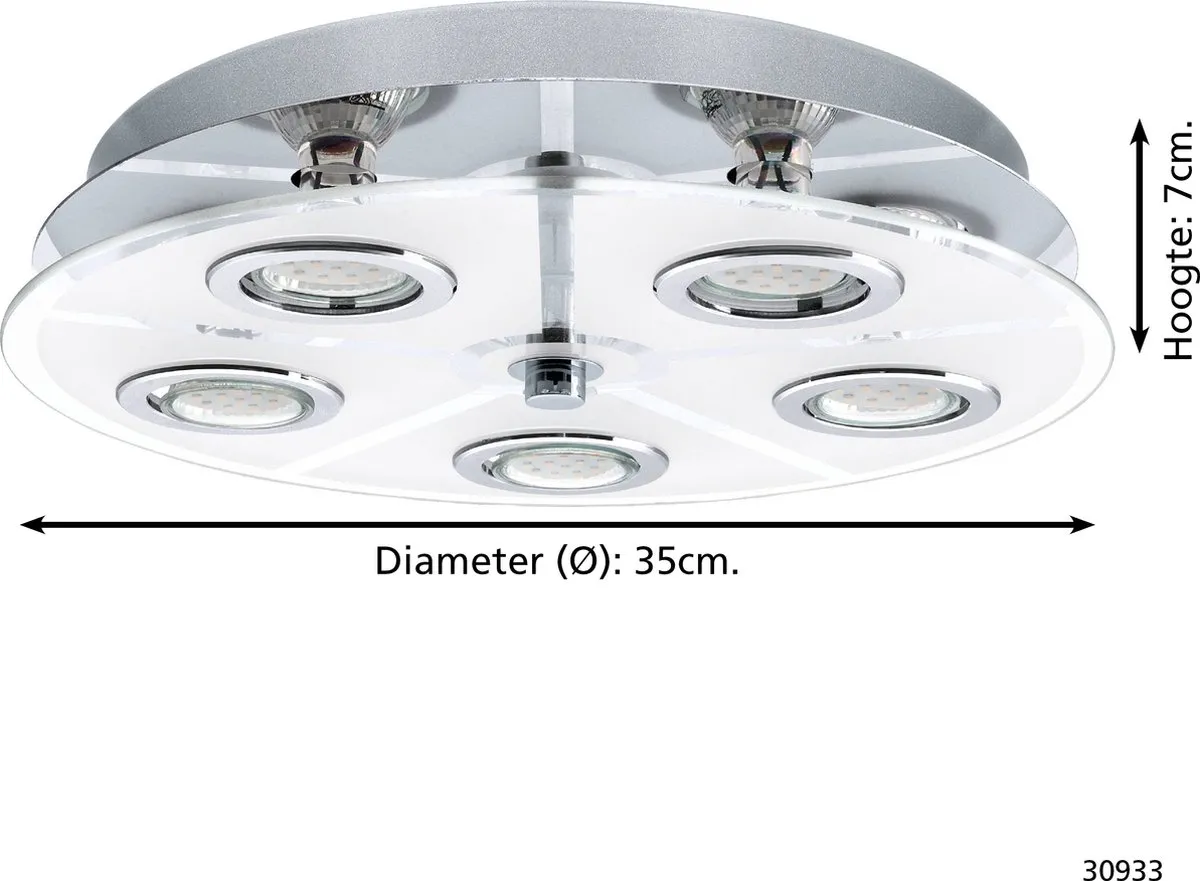 Eglo Cabo Plafondlamp 4 Lichtpunten Ø35cm - Chroom/Wit