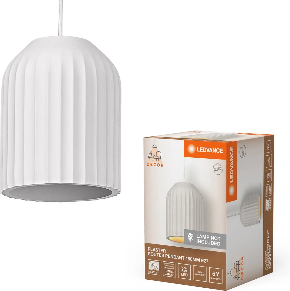 LEDVANCE Decor Plaster Routes Hanglamp 150 1XE27
