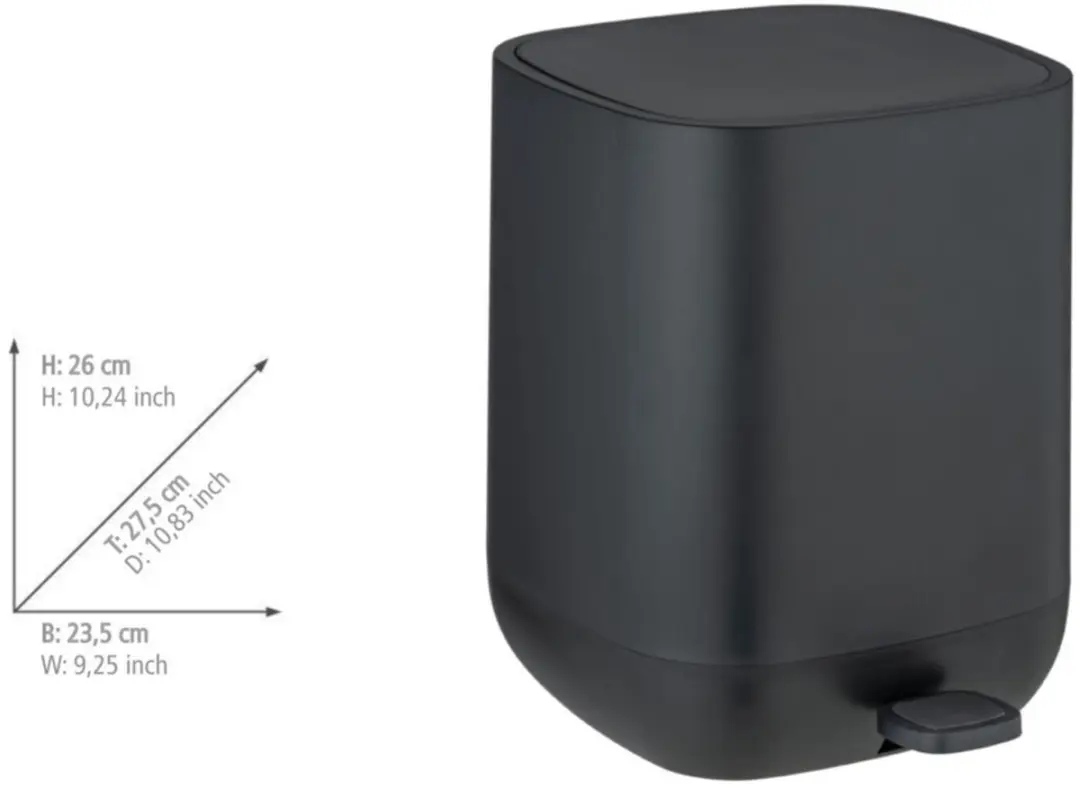 Wenko Davos 24853100 Pedaalemmer 6,5L - Mat zwart