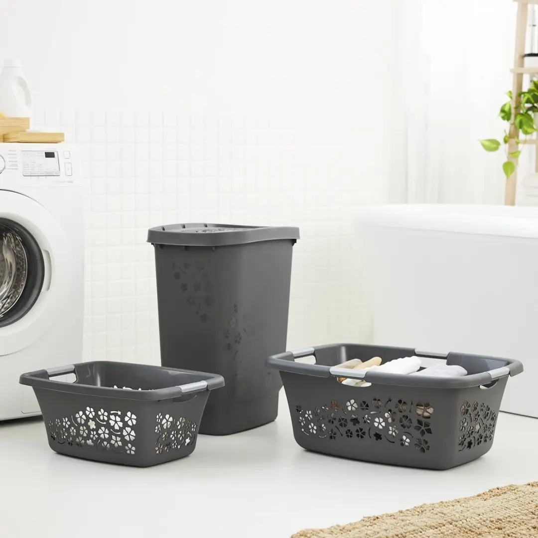 Rotho Wasmand Flowers 534058 - 50L Grijs - afbeelding 6 van 6