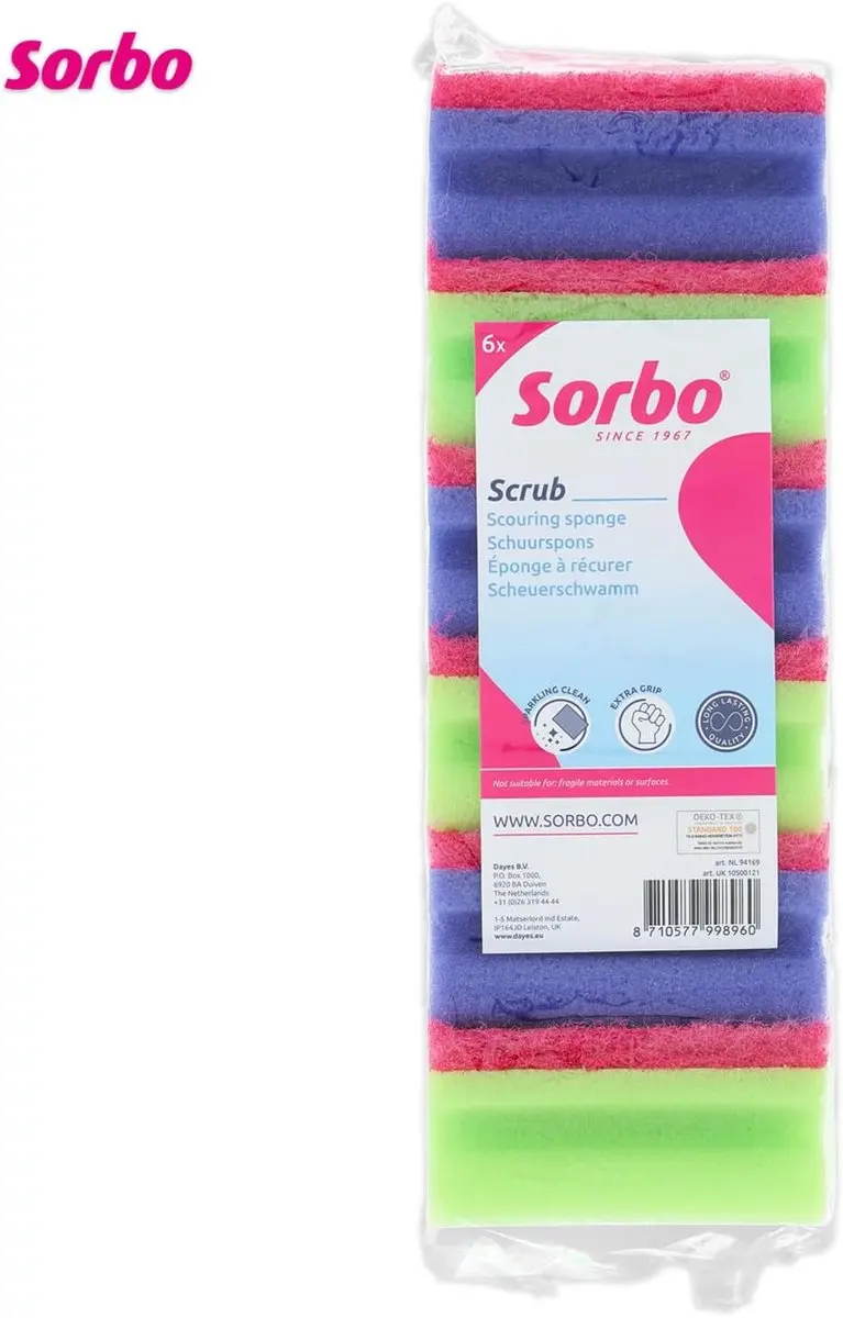 Sorbo Schuurspons 94169 - 6 Stuks - Meerkleurig