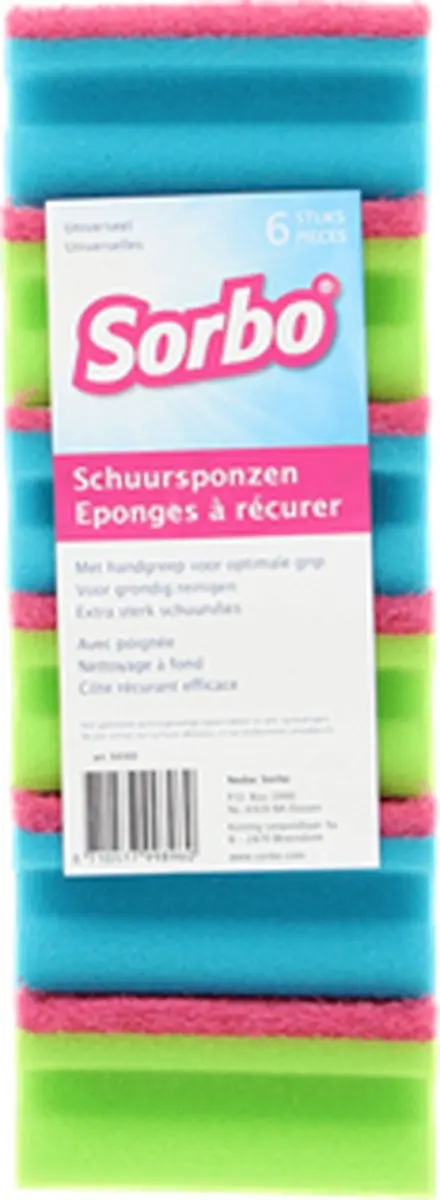 Sorbo Schuurspons 94169 - 6 Stuks - Meerkleurig