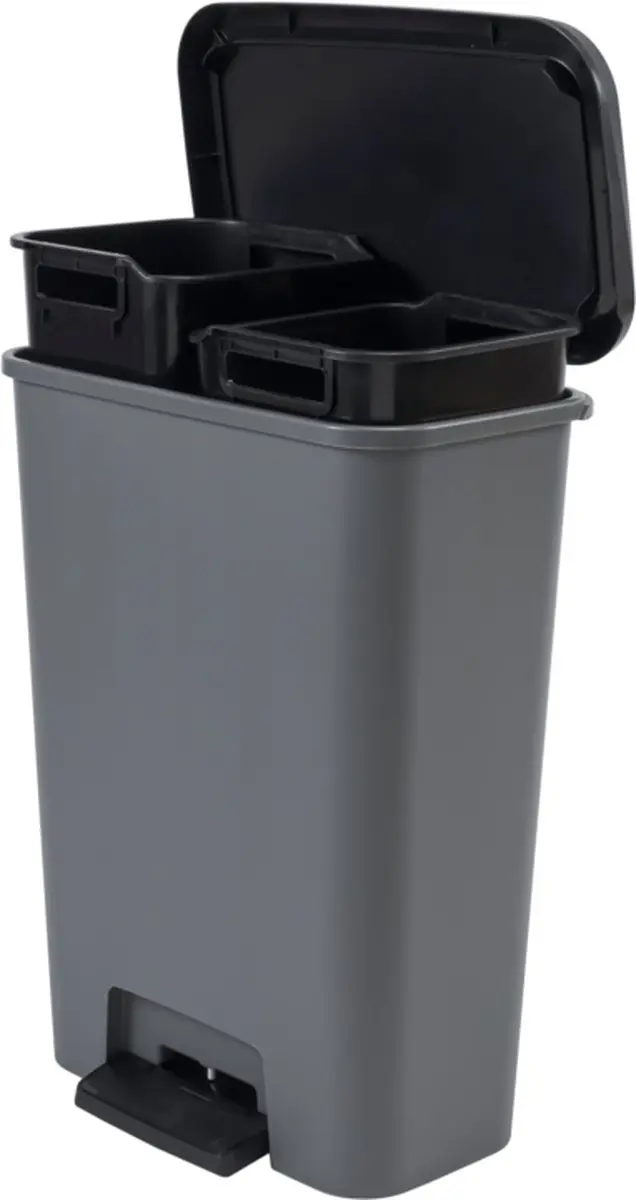 Curver Compatta Duo Prullenbak 46L - Grijs/Zwart - afbeelding 6 van 6
