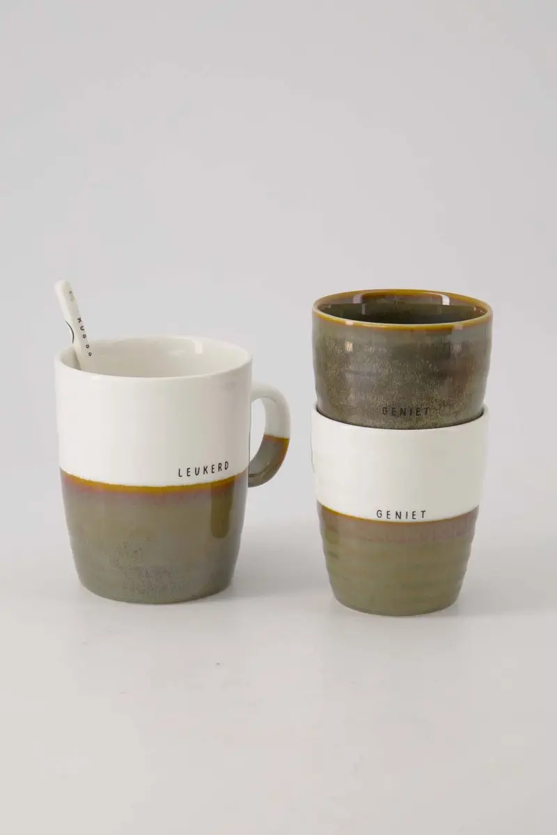Zusss Koffiemok Donkergroen/Wit - 1 Stuk