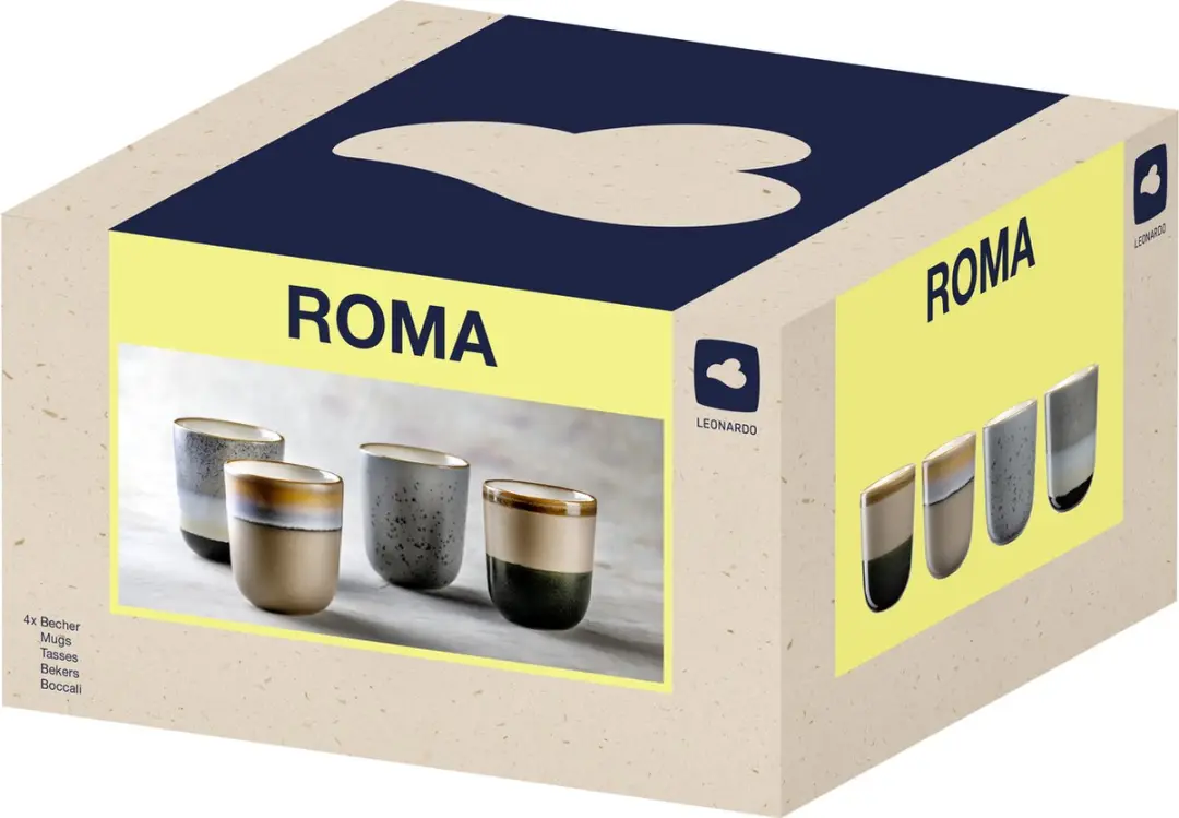 Leonardo Roma Koffiemokjes 330ml - Set van 4 Stuks - Divers